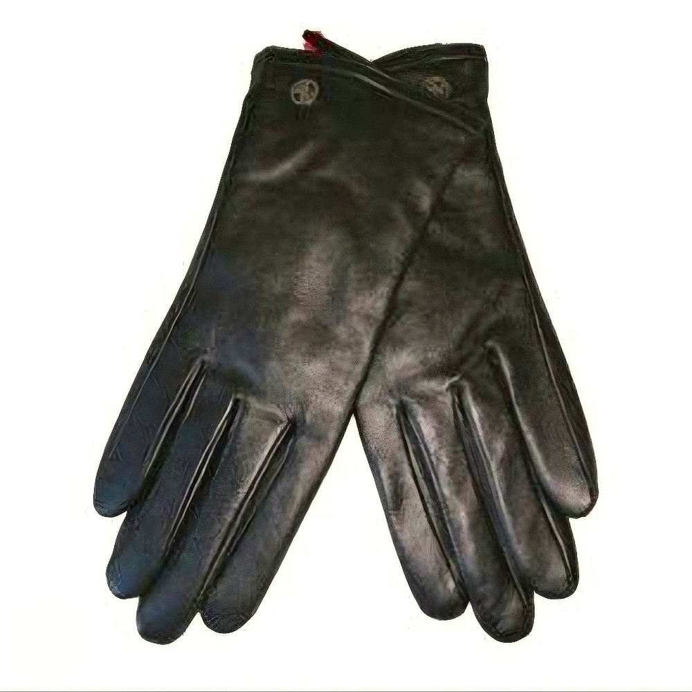 Adrienne Vittadini 100% Cashmere Lined, Genuine Leather Driving Gloves Brown